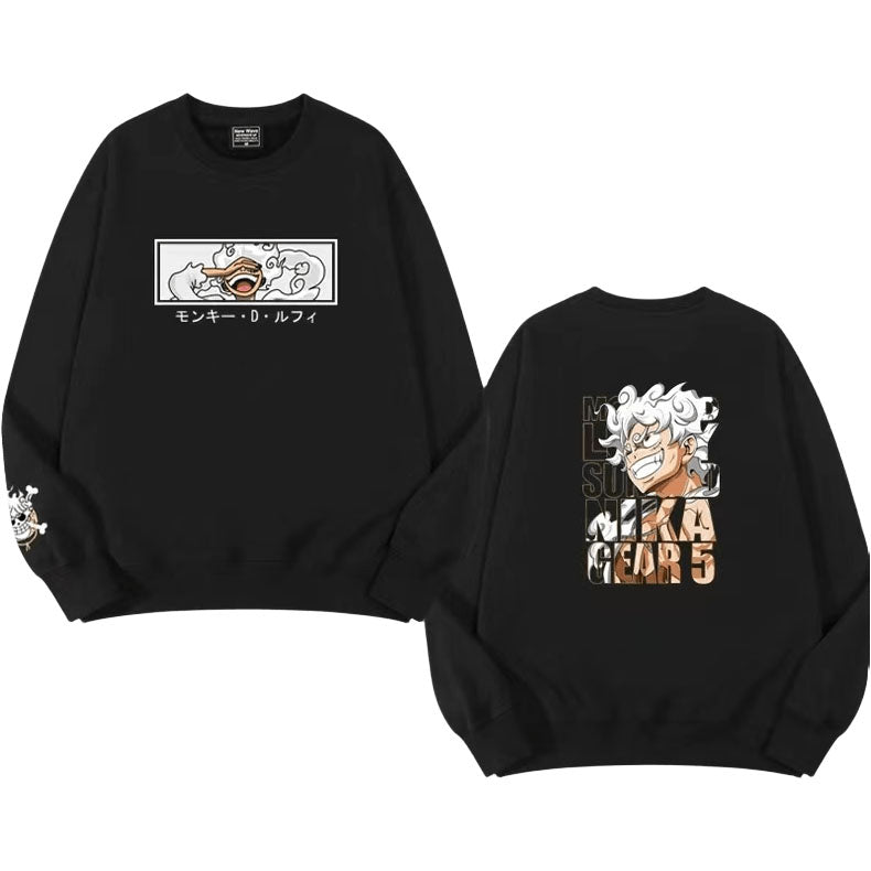Módní pohodlné volné teplé oblečení s dlouhým rukávem Nika Luffy