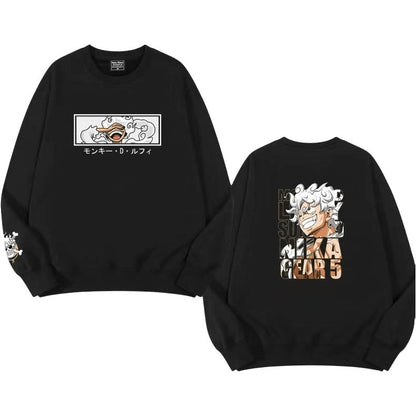 Módní pohodlné volné teplé oblečení s dlouhým rukávem Nika Luffy