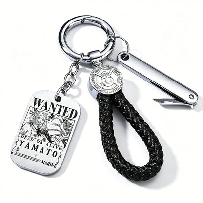ONE PIECE Luffy Wanted Keychain with Mini Knife | Anime Bounty Tag Gift Set