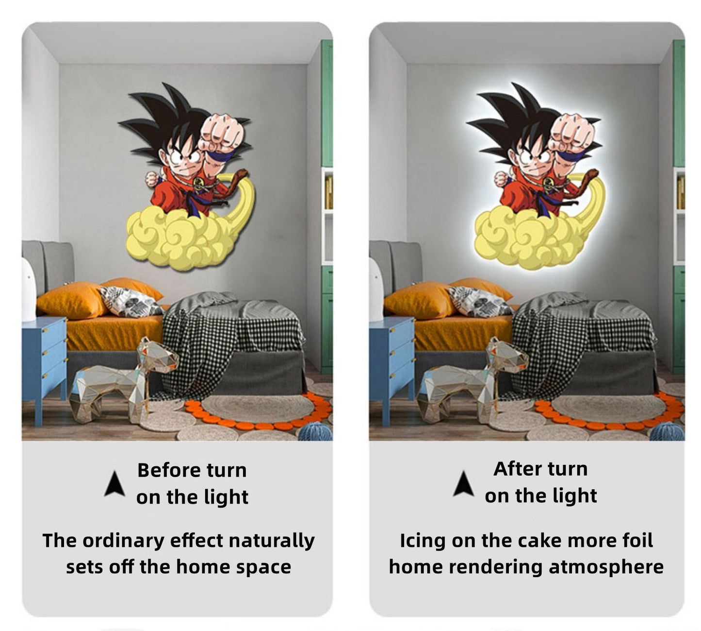 Ο Son Goku/Son Gohan μοντελοποιεί όμορφα φώτα LED φέρνουν τοιχογραφία