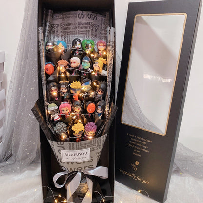 Uzumaki/Sasuke käsintehty ruususaippua LED-kimppu romanttiselle