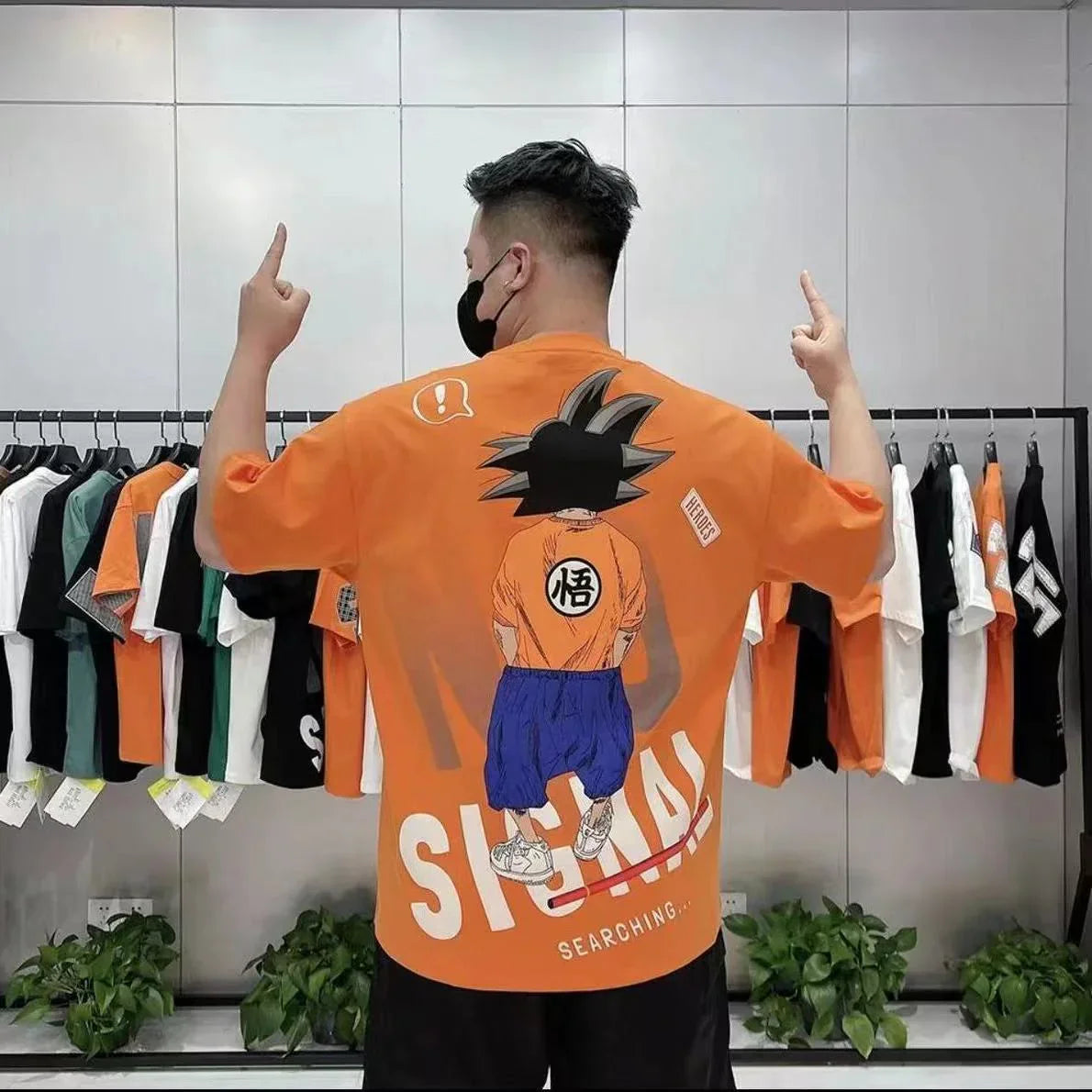 Son Goku T-shirt d'été à manches courtes en pur coton pour hommes tout en coton imprimé beau T-shirt ample et cool