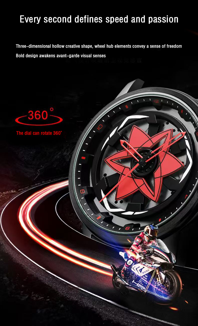 Naruto Sasuke Itachi Rotating Sharingan Watch Ring Set, Anime 360° Spinning Dial Stainless Steel Wrist Watch for Men