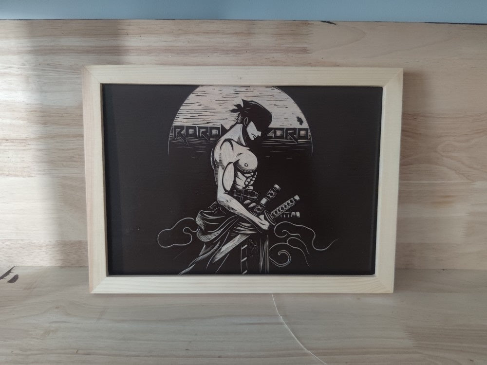 Roronoa Zoro Figuren geschnitzte Holzgemälde