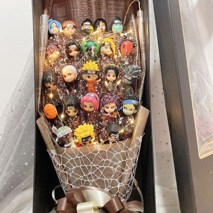 Uzumaki/Sasuke käsintehty ruususaippua LED-kimppu romanttiselle