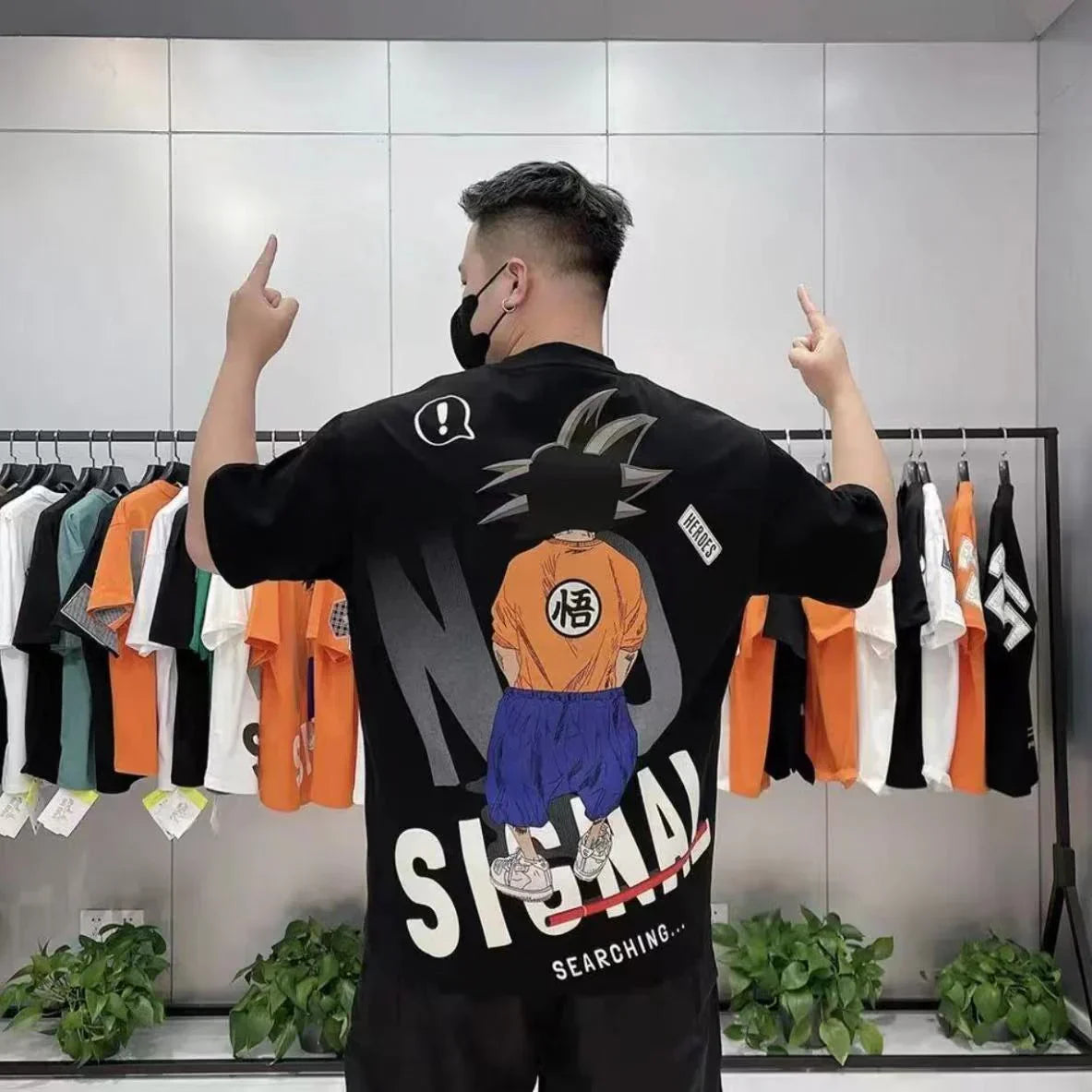 Son Goku T-shirt d'été à manches courtes en pur coton pour hommes tout en coton imprimé beau T-shirt ample et cool