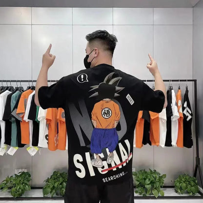 Son Goku T-shirt d'été à manches courtes en pur coton pour hommes tout en coton imprimé beau T-shirt ample et cool