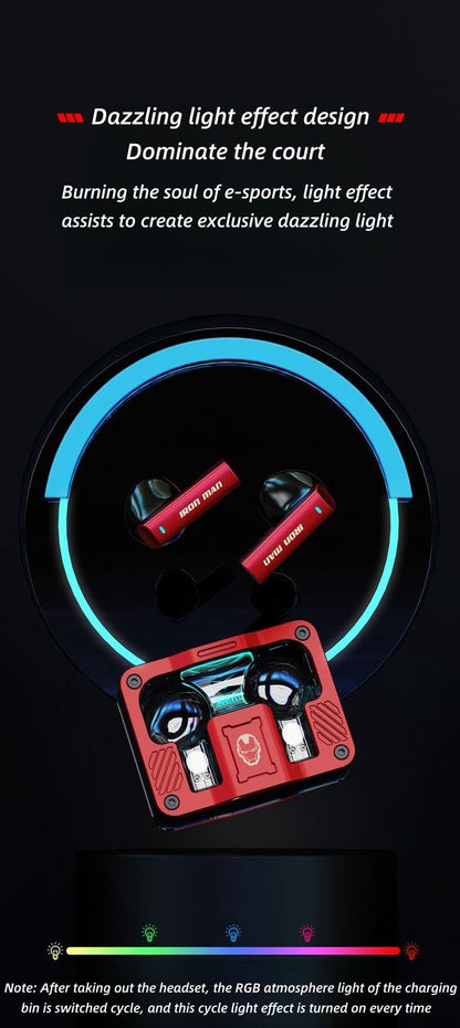 Marvel Iron Man Captain America Wireless Earbuds, Marvel Bluetooth Headphones with Charging Case