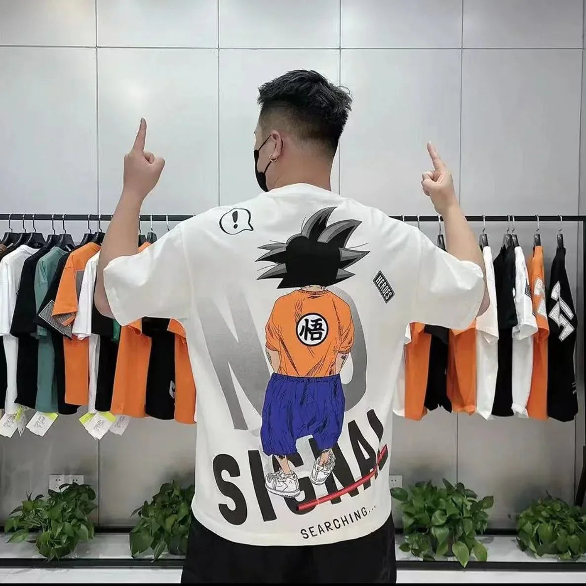 Son Goku T-shirt d'été à manches courtes en pur coton pour hommes tout en coton imprimé beau T-shirt ample et cool