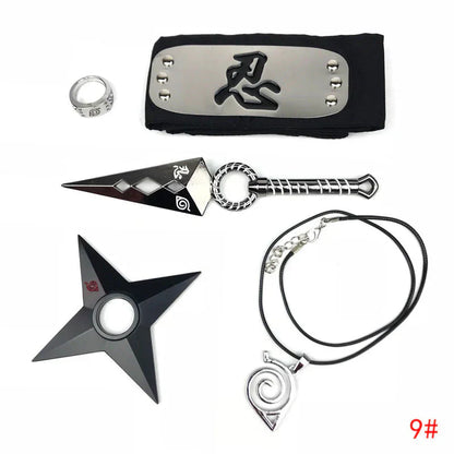 Sasuke 1:1 kovový kunai shuriken prsten čelenka náhrdelník oblek