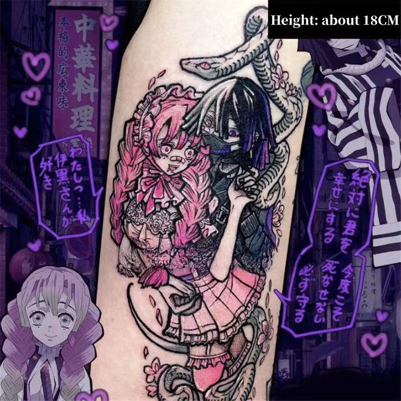 Tanjirou/Nezuko/Zenitsu/Inosuke colle une pâte de tatouage de bras de fleur imperméable à l'eau de cuisse