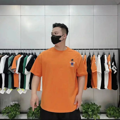 Son Goku T-shirt d'été à manches courtes en pur coton pour hommes tout en coton imprimé beau T-shirt ample et cool