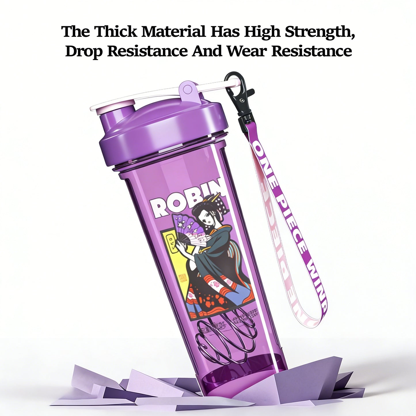 Botella coctelera con caja ciega de Luffy Zoro de One Piece, taza de agua de proteína de anime de 800 ml