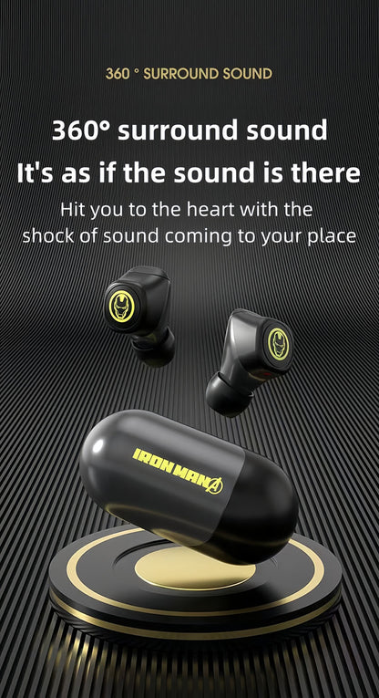 Marvel Iron Man Captain America TWS Earbuds, Avengers Bluetooth 5.3 Wireless Gaming Headphones