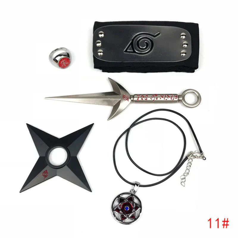 Sasuke 1:1 kovový kunai shuriken prsten čelenka náhrdelník oblek