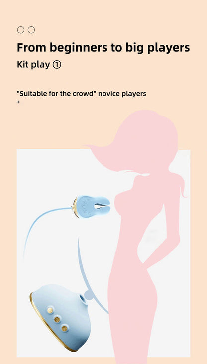 Vintage Landline Phone Shape Women Personal Wellness Massager Set with Suction Vibration Heating Nipple Clamp Modes Silicone Adult Intimate Care Device Waterproof Rechargeable