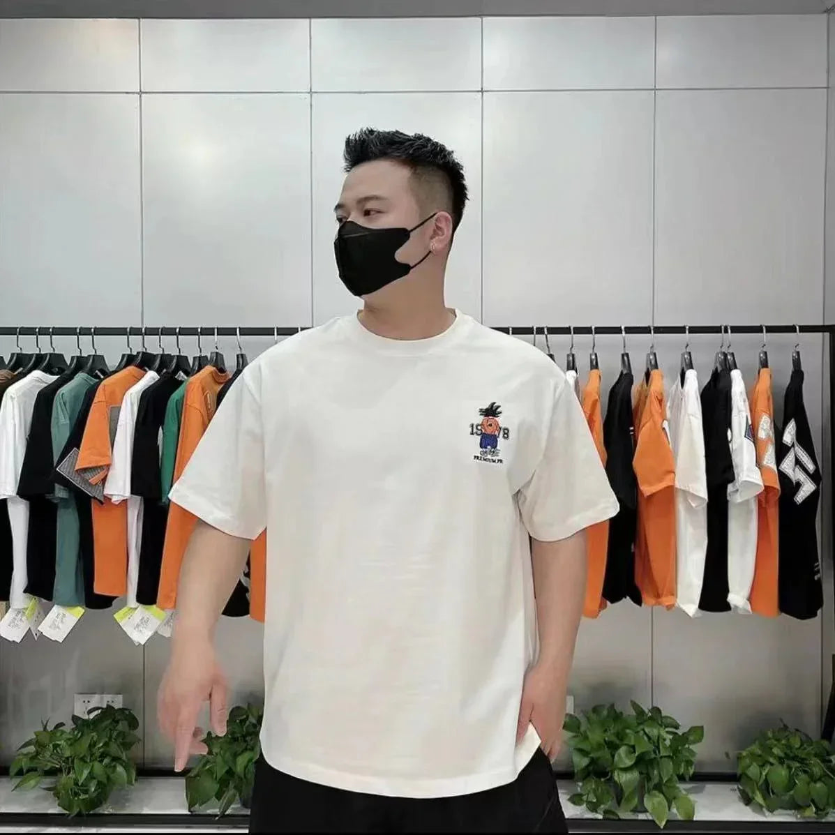 Son Goku T-shirt d'été à manches courtes en pur coton pour hommes tout en coton imprimé beau T-shirt ample et cool