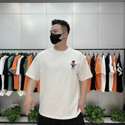 Son Goku T-shirt d'été à manches courtes en pur coton pour hommes tout en coton imprimé beau T-shirt ample et cool