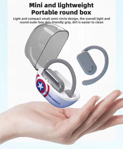 Marvel Iron Man Captain America Open-Ear Wireless Earbuds, Avengers Bluetooth 5.3 Air Conduction Headphones