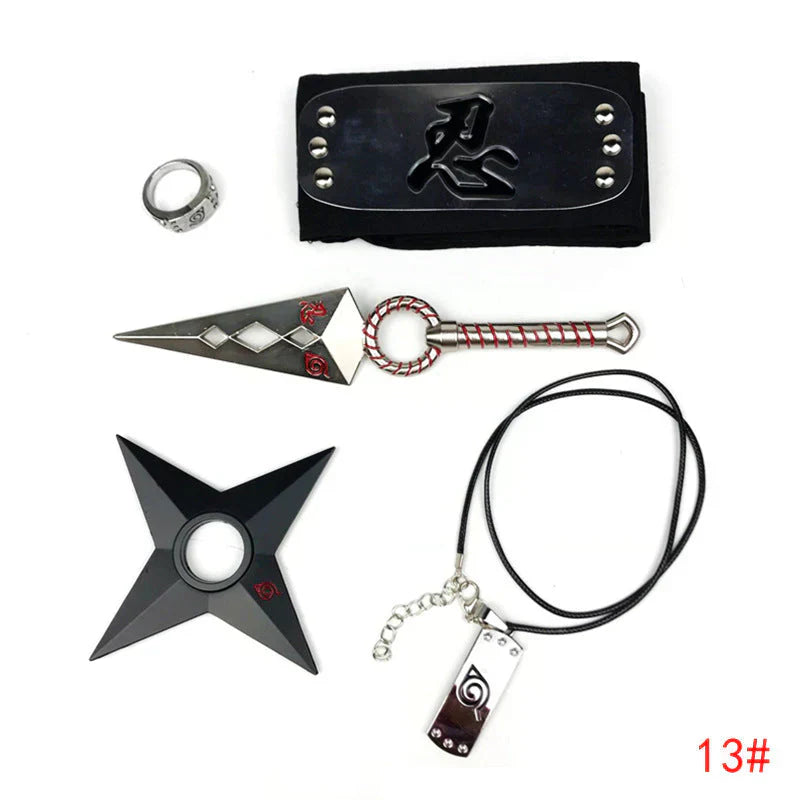 Sasuke 1:1 kovový kunai shuriken prsten čelenka náhrdelník oblek