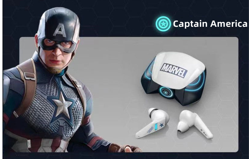Marvel Spider-Man Iron Man Captain America Gaming-øretelefoner, Marvel TWS trådløse hovedtelefoner med LED-lys