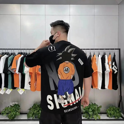 Son Goku T-shirt d'été à manches courtes en pur coton pour hommes tout en coton imprimé beau T-shirt ample et cool