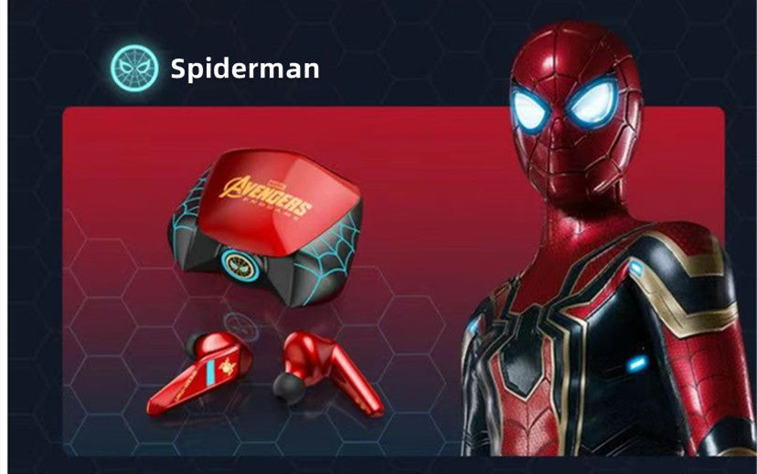 Marvel Spider-Man Iron Man Captain America Gaming-øretelefoner, Marvel TWS trådløse hovedtelefoner med LED-lys