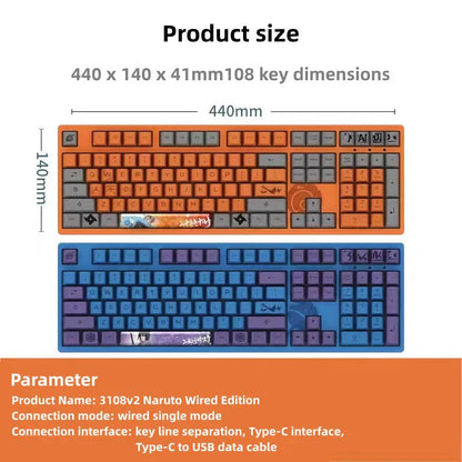 Sasuke Mechanical Keyboard Tre-mode trådløst RGB-baggrundsbelyst gaming esports-tastatur