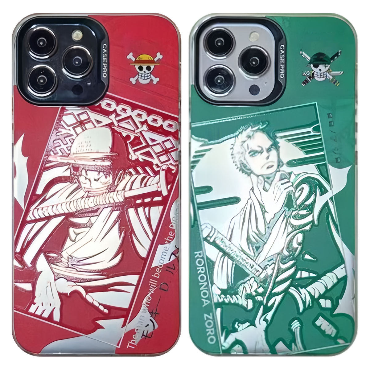 Silikonové antikolizní pouzdro Luffy/Zoro na iPhone