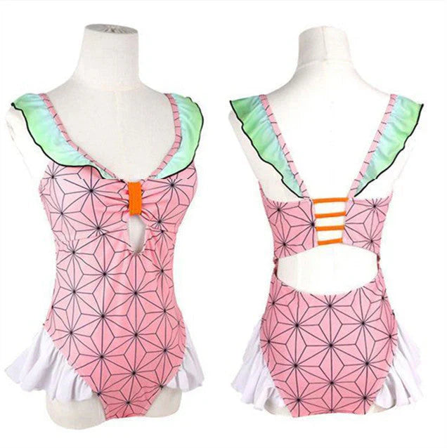 Nezuko/Tanjirou/Zenitsu/Inosuke Cosplay dejligt sexet kvinde bikini badetøj