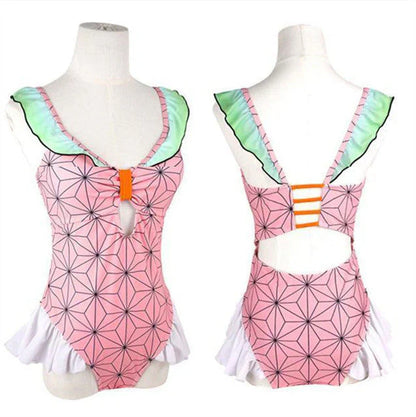 Nezuko/Tanjirou/Zenitsu/Inosuke Cosplay dejligt sexet kvinde bikini badetøj