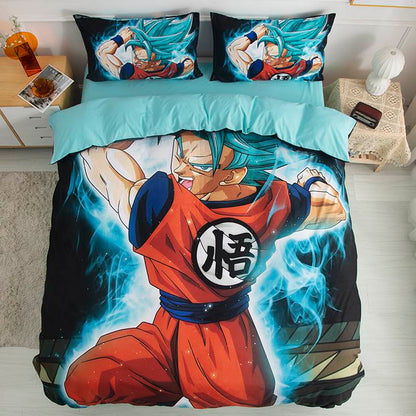 Ensemble de literie trois pièces en pur coton, imprimé de rôle Son Goku, beau dessin animé