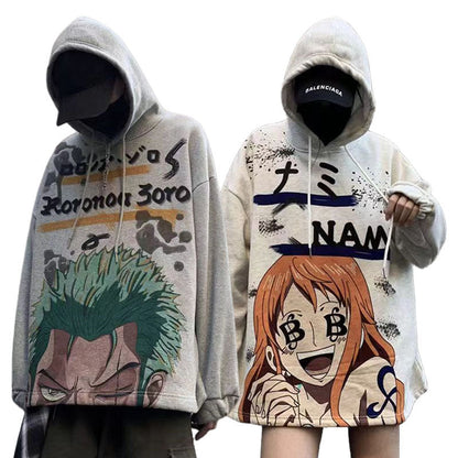 Zoro/Nami-figur modellerer smuk og cool tegneserie hættetrøje til par