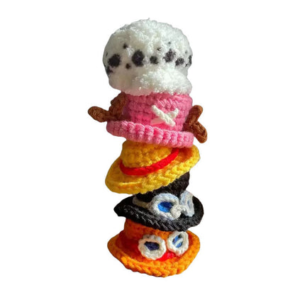 Téma Luffy/Ace/Sabo/Chopper Ručně vyráběné DIY pletené čepice – Ruční tvorba exkluzivních pirátských čepic