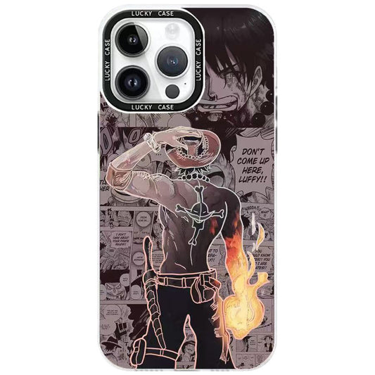 Pouzdro na telefon One Piece Portgas D. Ace Manga Print, pouzdro na iPhone Neon Outline