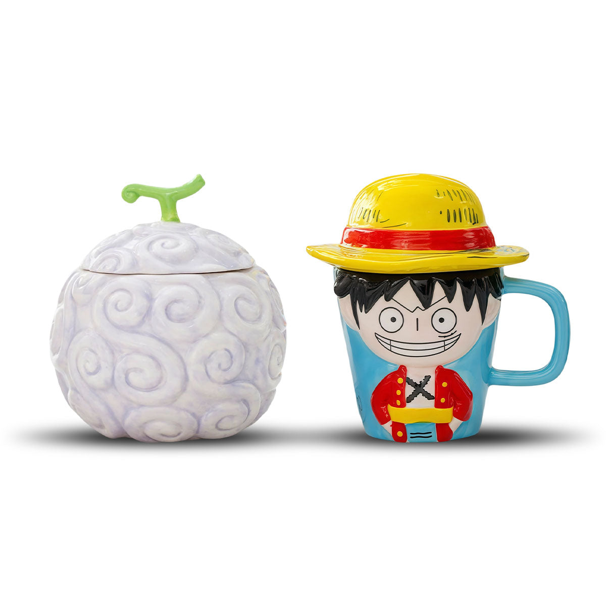 Luffy - tématický keramický pohár & Rubber Devil Fruit - tvarovaný popelník