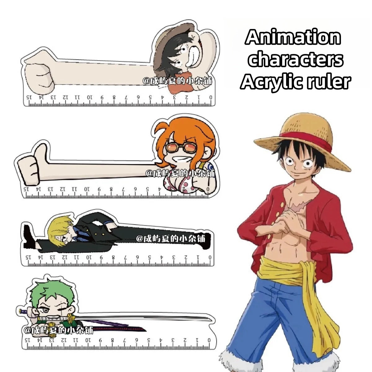 Ruffy/Zoro/Nami/Sanji Niedliches Charakter-Modellierungslineal – Messen Sie die Distanz, von der Sie träumen