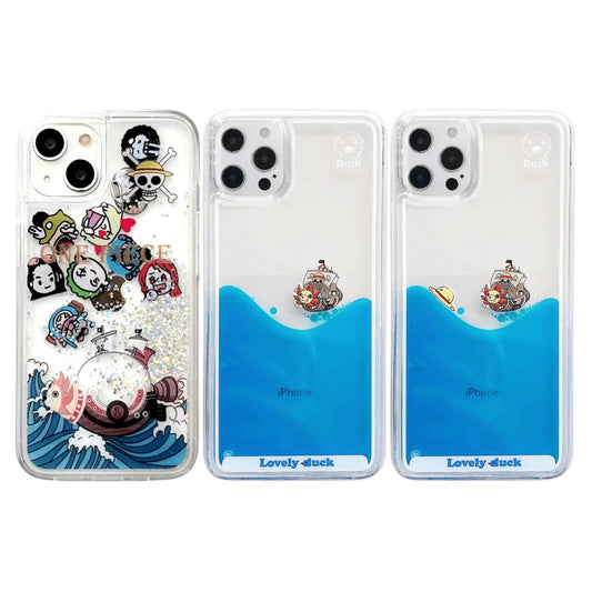 Luffy/Zoro/Ace iPhone Liquid Quicksand etui til undgåelse af kollisioner