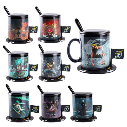 Taza de cerámica de Luffy/Zoro que cambia de color cuando se expone al calor