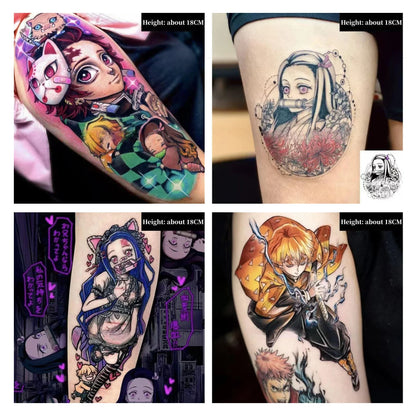 Tanjirou/Nezuko/Zenitsu/Inosuke colle une pâte de tatouage de bras de fleur imperméable à l'eau de cuisse