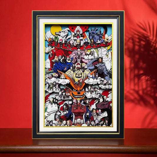 Uzumaki-Gruppenfoto Hübsche 3D-Cartoon-Bastelzeichnung der ganzen Familie