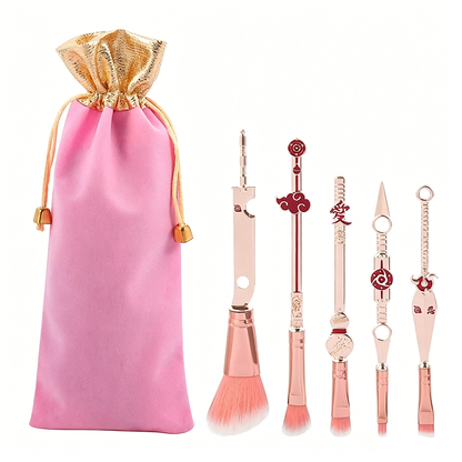 Naruto Gaara Anime Makeup Brush Set, Akatsuki Kunai Sharingan Cosmetic Brushes with Storage Bag