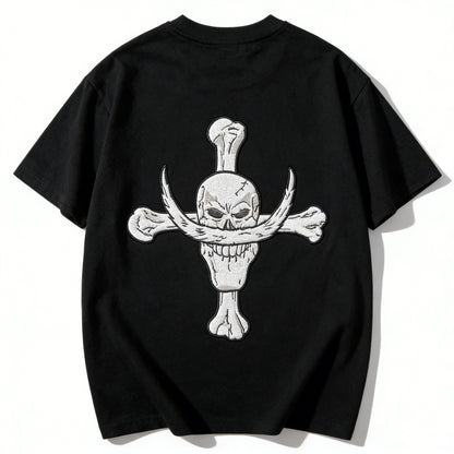 One Piece Whitebeard Edward Newgate Embroidered T-Shirt, Anime Oversized Cotton Tee