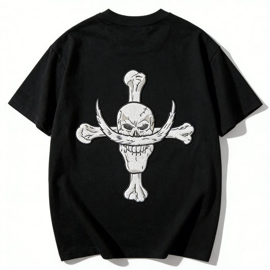 One Piece Whitebeard Edward Newgate Embroidered T-Shirt, Anime Oversized Cotton Tee