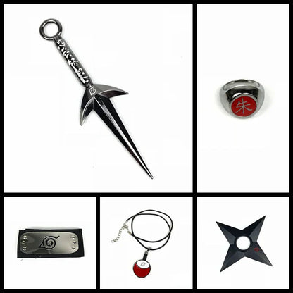 Sasuke 1:1 kovový kunai shuriken prsten čelenka náhrdelník oblek