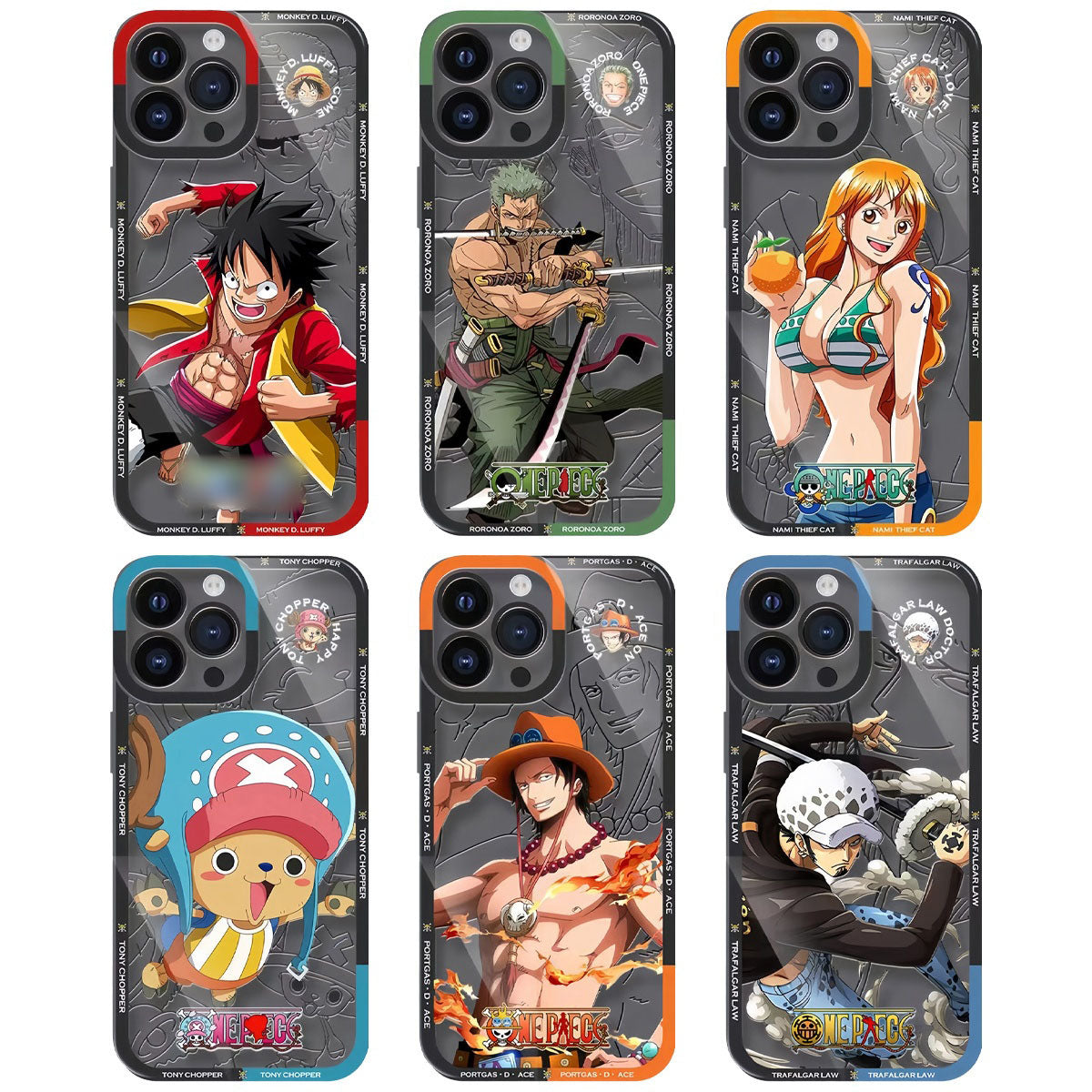 Silikonové pouzdro na telefon Luffy/Zoro/Ace odolné proti nárazu
