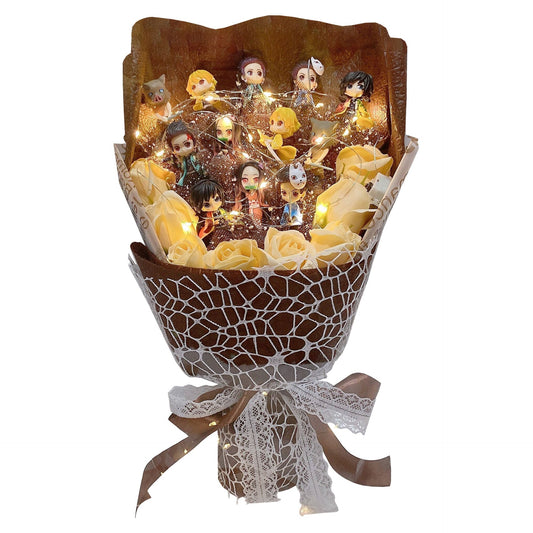 Kamado Tanjirou Handmade Rose Soap Bouquet LED For Romantic
