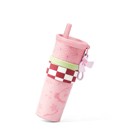 Demon Slayer Tanjiro Nezuko All Designs 710ml Insulated Tumbler 316 Stainless Steel Double Wall Coffee Cup Dual Drinking Lid With Straw Charm Leakproof Travel Water Bottle