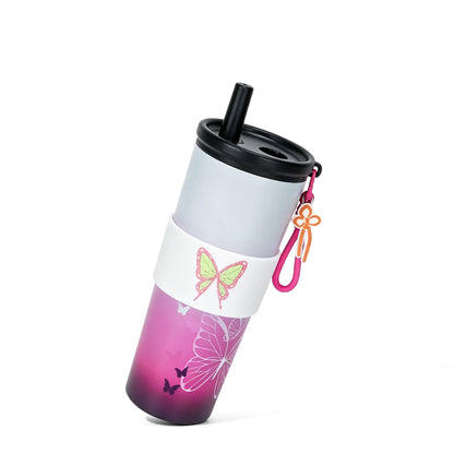 Demon Slayer Tanjiro Nezuko All Designs 710ml Insulated Tumbler 316 Stainless Steel Double Wall Coffee Cup Dual Drinking Lid With Straw Charm Leakproof Travel Water Bottle