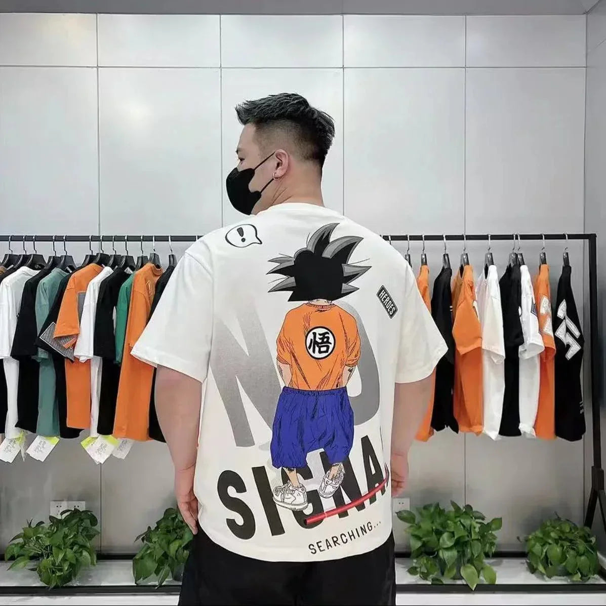 Son Goku T-shirt d'été à manches courtes en pur coton pour hommes tout en coton imprimé beau T-shirt ample et cool